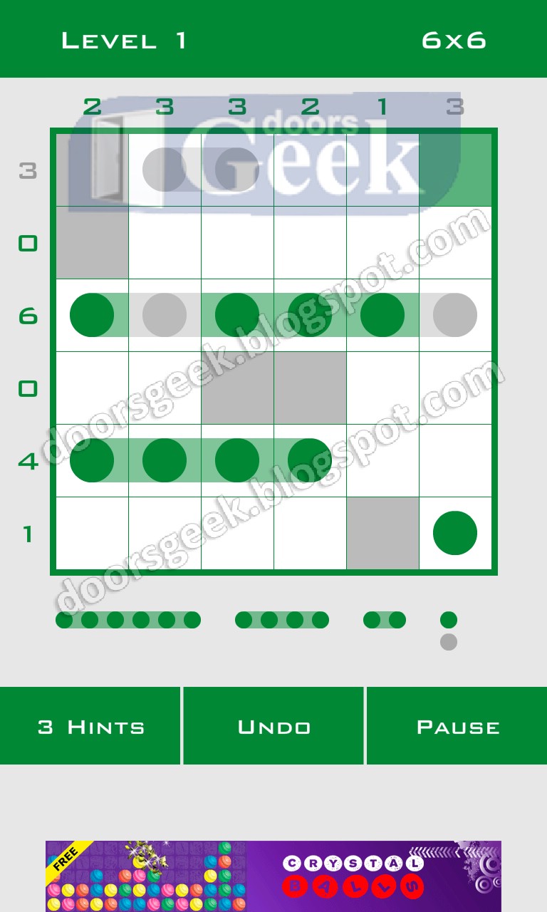 Logic Dots [6x6] Level 1 Solution Doors Geek